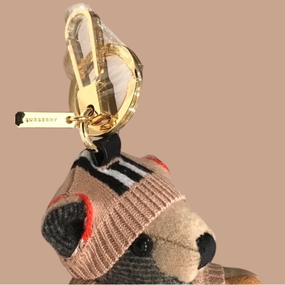 BURBERRY THOMAS SWEATER TEDDY BEAR KEYCHAIN CHARM - Picture 4 of 7